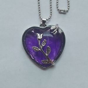 Purple Necklace with Flowers